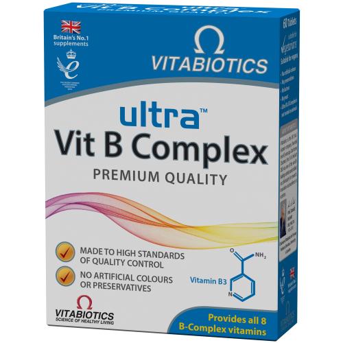 Vitabiotics Ultra Vitamin B Complex Συμπλήρωμα Διατροφής του Συμπλέγματος Βιταμινών B για την Ομαλή Λειτουργία του Νευρικού Συστήματος 60tabs